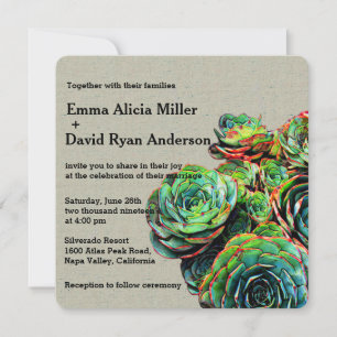 Invitation Moderne Élégant Succulents Burlap Mariage Invite