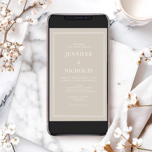 Invitation Moderne Élégant Taupe Formelle Mariage beige