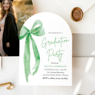 Invitation Moderne Elégant tendance Bow Green Graduation Arch