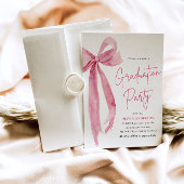 Invitation Moderne Elégant Tendance Bow rose Photo Graduation
