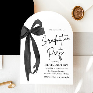 Invitation Moderne Elégant tendance noir Bow Graduation Arche