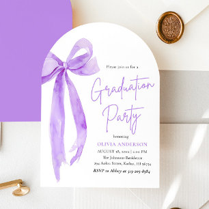 Invitation Moderne Elégant tendance Purple Bow Graduation Arc