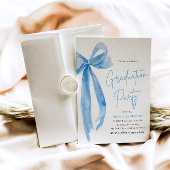Invitation Moderne Elégant tendance Stylish Bleu Bow Graduati