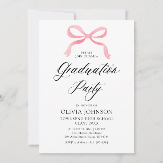 Invitation Moderne Elégant tendance Stylish Bow (Devant)