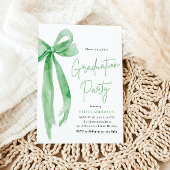 Invitation Moderne Elégant tendance Stylish Green Bow Graduat