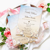 Invitation Moderne Elégant Tropical Beach Starfish Mariage