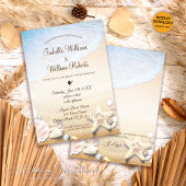 Invitation Moderne Elégant Tropical Beach Starfish Mariage