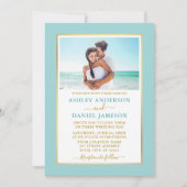 Invitation Moderne Elegant Turquoise Blue Gold Mariage (Devant)