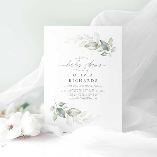 Invitation Moderne Elégant Verdure Baby shower mignon
