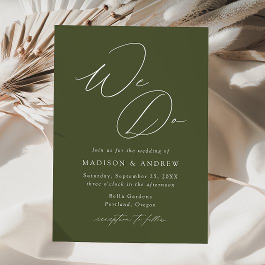 Invitation Moderne Élégant Vert Olive Nous faisons Mariage