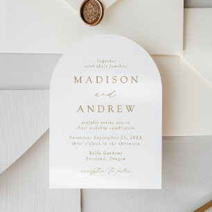 Invitation Moderne Élégante Arche de Mariage en Écriture Doré