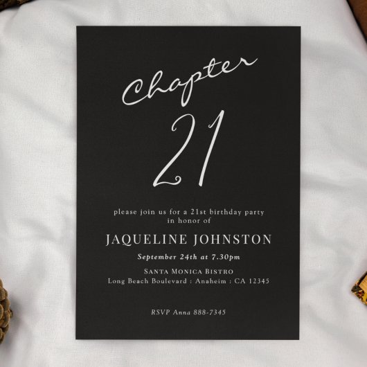 Invitation Moderne élégante calligraphie 21e anniversaire