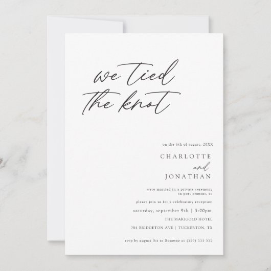 Invitation Moderne Élégante Calligraphie Elopement Mariage (Devant)