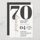 Invitation Moderne élégante calligraphie SEVENTY 70e annivers (Devant / Derrière)
