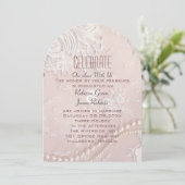 Invitation Moderne élégante dentelle Blush Dusty mariage rose (Debout devant)
