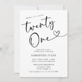 Invitation Moderne Elégante fête du 21e anniversaire (Devant)