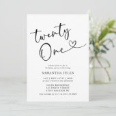 Invitation Moderne Elégante fête du 21e anniversaire (Debout devant)
