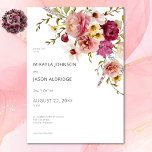 Invitation Moderne Elégante prairie Meadow Floral Blanc Maria<br><div class="desc">Notre faire-part de mariage noir de charbon avec un bouquet saisissant de fleurs sauvages de prairie d'été en rose rousse, magenta, crème et jaune avec la verdure luxuriante, est un chef-d'oeuvre moderne. Le texte blanc immaculé ajoute une touche d'élégance, tandis que l'arrière - plan sombre crée un décor spectaculaire pour...</div>