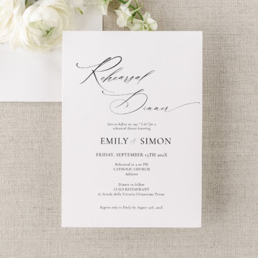 Invitation Moderne Élégante Répétition de Mariage Dîner Invit