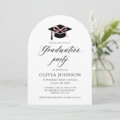 Invitation Moderne élégante tendance Pink Bow Graduation Arch (Debout devant)