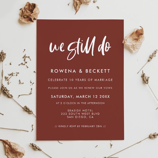 Invitation Moderne élégante terre cuite Nous faisons encore l