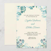 Invitation Moderne Elégante Verdure encadrée Mariage Jaune (Devant / Derrière)