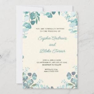 Invitation Moderne Elégante Verdure encadrée Mariage Jaune