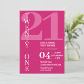 Invitation Moderne Élégante VINGT ET UN 21ème anniversaire (Debout devant)