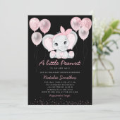 Invitation Moderne Eléphant Eléphant Fille Ballons Baby showe (Debout devant)