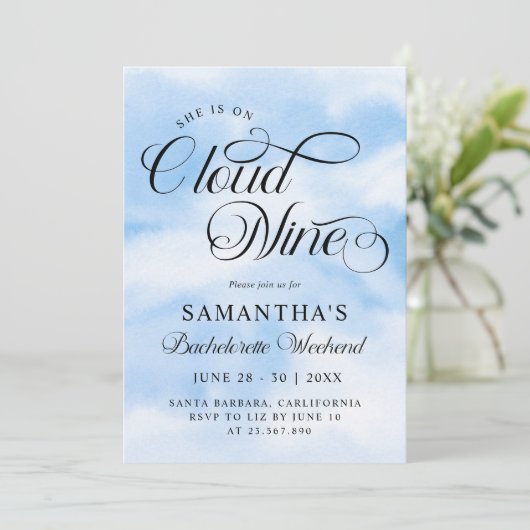 Invitation Moderne Elle Est Sur Cloud 9 Bachelorette Week-end (Debout devant)