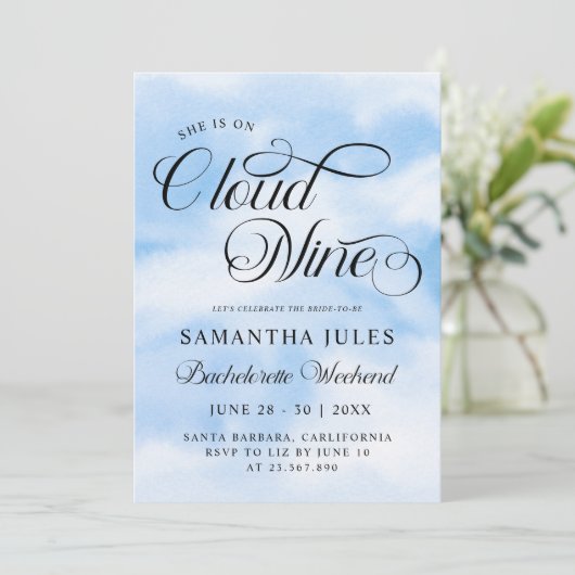 Invitation Moderne Elle Est Sur Cloud 9 Bachelorette Week-end (Debout devant)