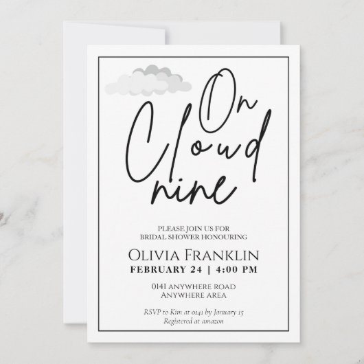 Invitation Moderne Elle est sur le nuage neuf nuptiale (Devant)