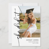 Invitation Moderne Elle L'A Fait Photo Graduation (Devant)