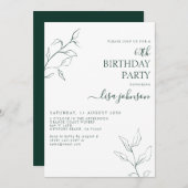 Invitation Moderne Emerald Green Botanical 60e anniversaire (Devant / Derrière)