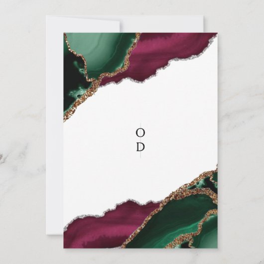 Invitation Moderne Emerald Green Burgundy Agate Mariage (Dos)