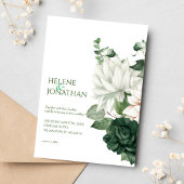 Invitation Moderne Emerald Green Floral Élégant Mariage Boho