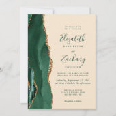 Invitation Moderne Emerald Green Gold Agate Champagne Mariage (Devant)