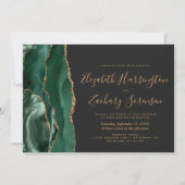 Invitation Moderne Emerald Green Or Agate Mariage foncé (Devant)
