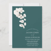 Invitation Moderne Emerald Green Orchidées Blanches Fleurs Ma (Devant)