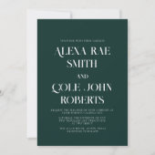Invitation Moderne Emerald Hunter Green Chic Mariage (Devant)