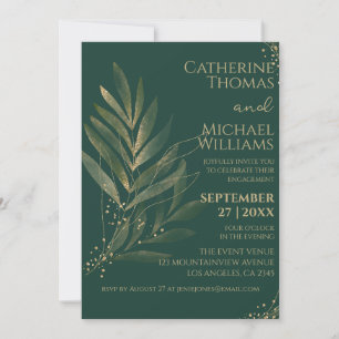 Invitation Moderne émeraude vert or mariage engagement fête