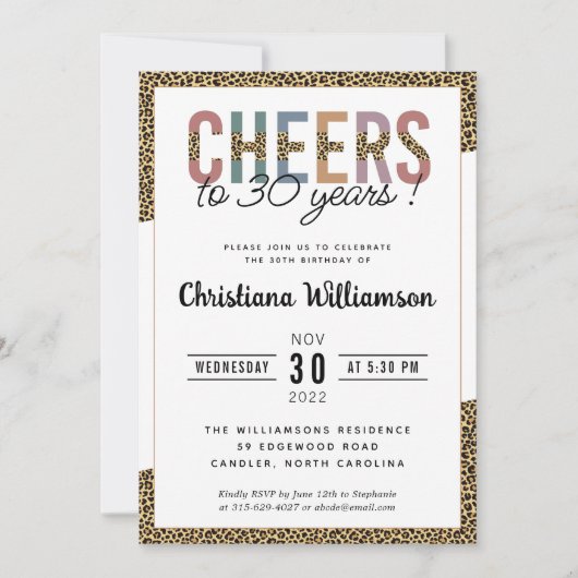 Invitation Moderne Empreinte de léopard de fête du 30e annive (Devant)