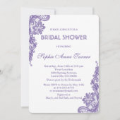 Invitation moderne en dentelle violette nuptiale (Devant)