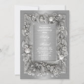 Invitation moderne engagement chic en argent feuille de pearl (Dos)
