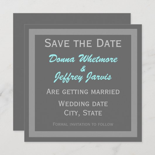 Invitation Moderne Enregistrer la date Annonce Gris (Devant / Derrière)