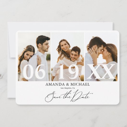 Invitation Moderne Enregistrer la date Photo QR Code Mariage (Devant)