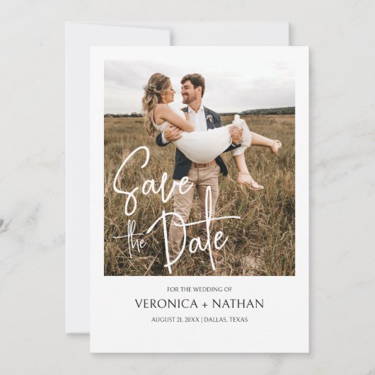 Invitation Moderne Enregistrer La Date Photo QR Code Mariage (Devant)