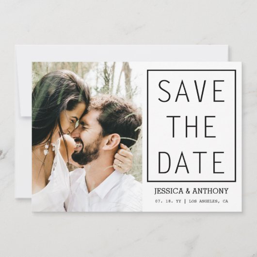 Invitation Moderne Enregistrer La Date Photo QR Code Mariage (Devant)