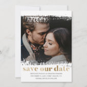 Invitation Moderne Enregistrer notre date Photo Or & Blanc (Devant)