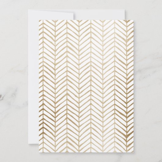 Invitation Moderne Enregistrer notre date Photo Or & Blanc (Dos)